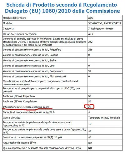 tempo di risalita frigorifero S53620CTX2