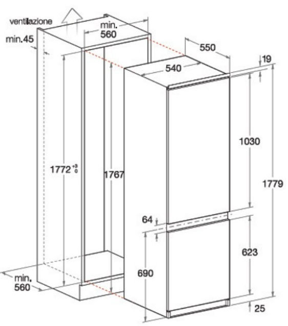 Schema incasso
frigorifero BCB 31 AA FS