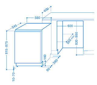 Schema incasso frogorifero sotto piano Indesit.