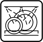 simbolo lavabile in lavastoviglie due piatti con acqua