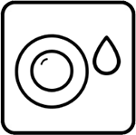 simbolo lavabile in lavastoviglie piatto con goccia