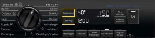 tasti gestione eliminazione suoni lavatrice electrolux