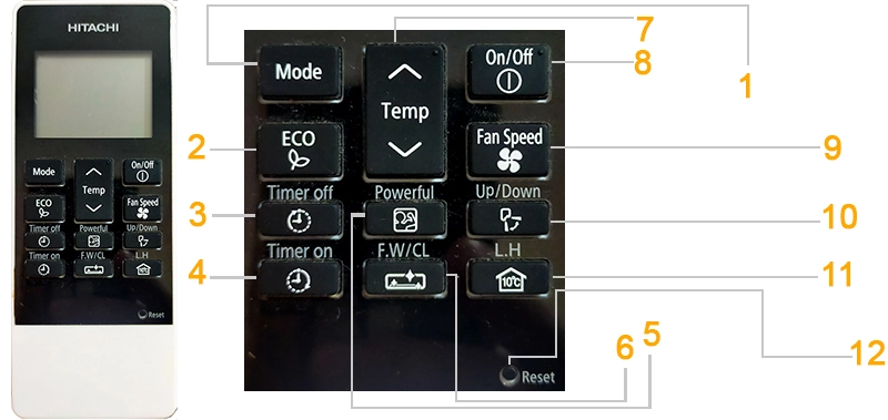 telecomando condizionatore hitachi