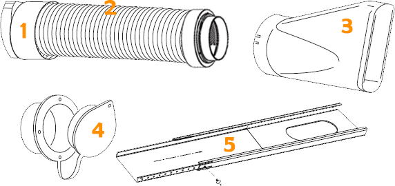 tubo condizionatore portatile con raccordo per tapparelle